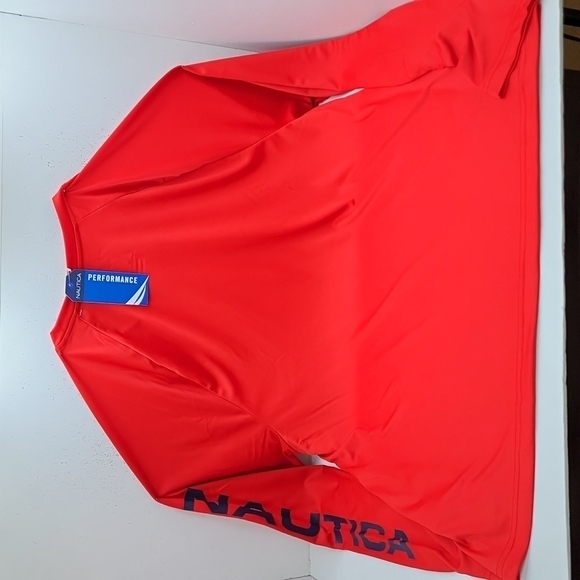 NAUTICA RASHGUARD LONG SLEVES SHIRT RED BLUE LOGO - Picture 7 of 8
